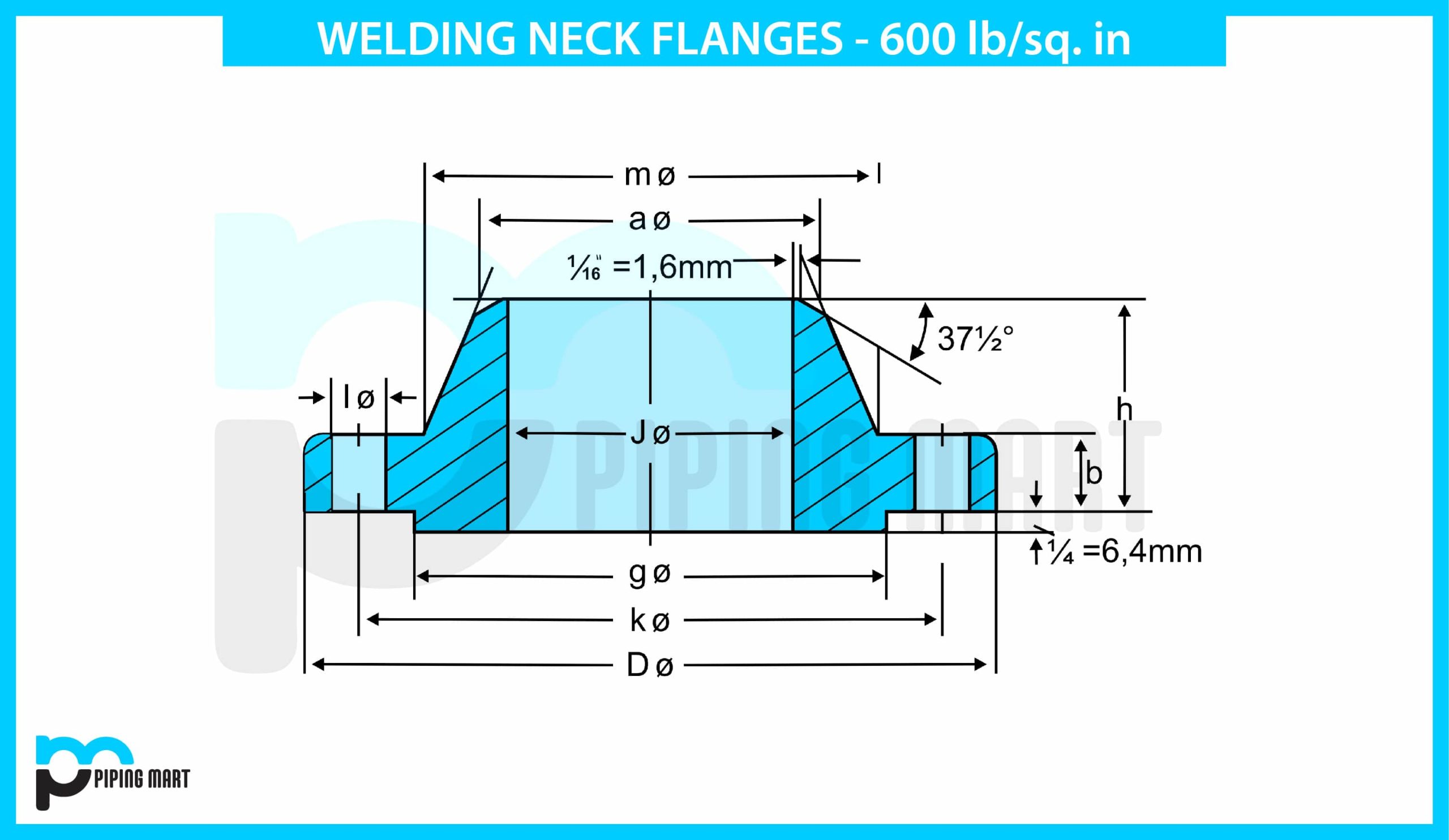 dimension 600 welding neck flanges